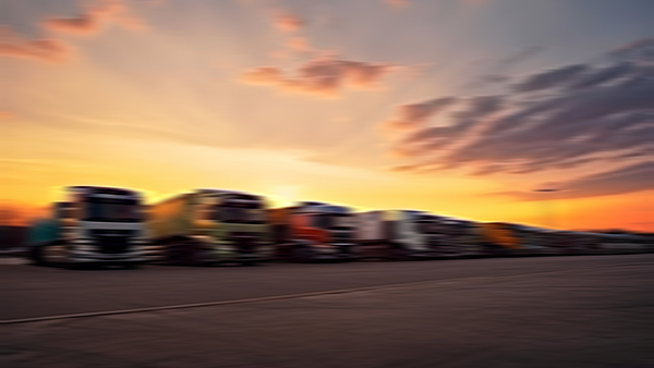 molti-camion-di-trasporto-parcheggiati-in-una-stazione-di-servizio-al-tramonto-ai-generativo [Immagine di chandlervid85 su Freepik]