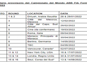  Calendario provvisorio del Campionato del Mondo ABB FIA Formula E, 2021-2022